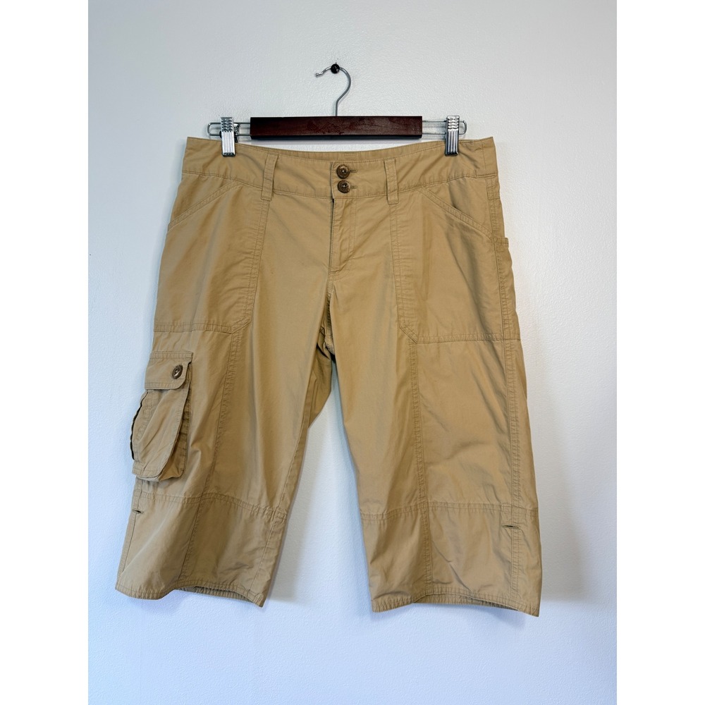 Patagonia Womens Tan Khaki Organic Cotton Cargo Capri Pants Hiking Shorts Size 8